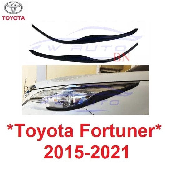 สีดำด้าน ครอบไฟหน้า Toyota Fortuner 2015 - 2021 ของแต่งฟอร์จูเนอร์ ครอบไฟรถโตโยต้า ฟอร์จูเนอร์ ใหม่ คิ้ว ไฟหน้า ฝาครอบ