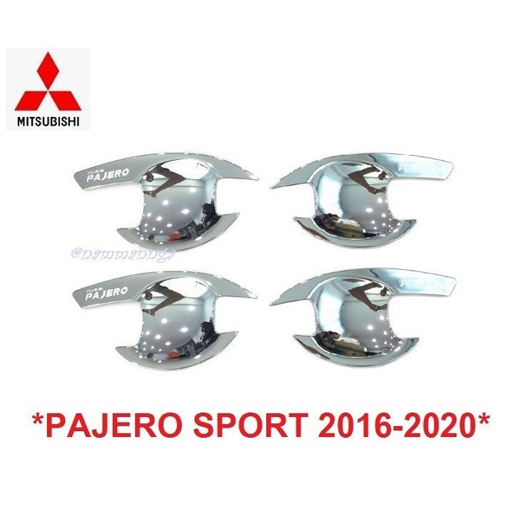 ชุบโครเมี่ยม เบ้ามือจับประตู MITSUBISHI PAJERO SPORT 2016 - 2021 มิตซูบิชิ ปาเจโร ถาดรองมือ เบ้ารองมือเปิด เบ้ากันรอย