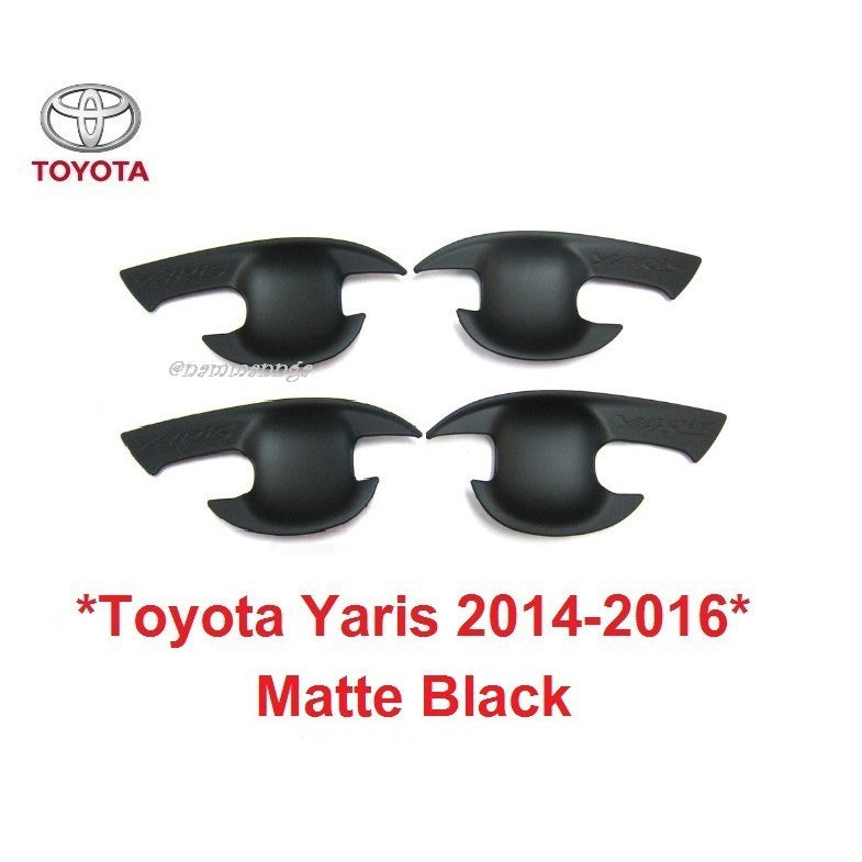 สีดำด้าน เบ้ารองมือเปิด Toyota Yaris Hatchback 2014 - 2016 โตโยต้า ยาริส ถาดรอง ประตู เบ้ามือ ถ้วยมือเปิด  เบ้ากันรอย