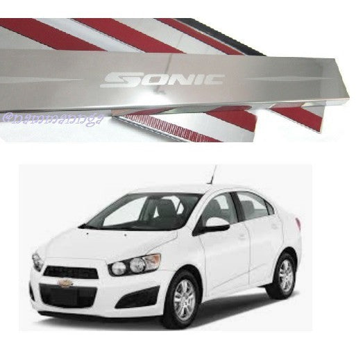 สคัพเพลท ชายบันไดประตู Chevrolet Sonic 2013-2015 4 ประตู เชฟโรเลต โซนิค คิ้วกันรอยขอบประตู กันรอยบันได ชายบันได กันรอย - Image 2
