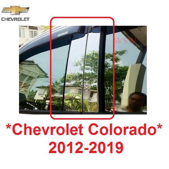 รุ่น4ประตู เสากลาง CHEVROLET COLORADO 2012 - 2019 สแตนเลส เชฟโรเลต โคโลราโด้ โคโลราโด แผ่นแปะเสากลาง เสาข้างประตู