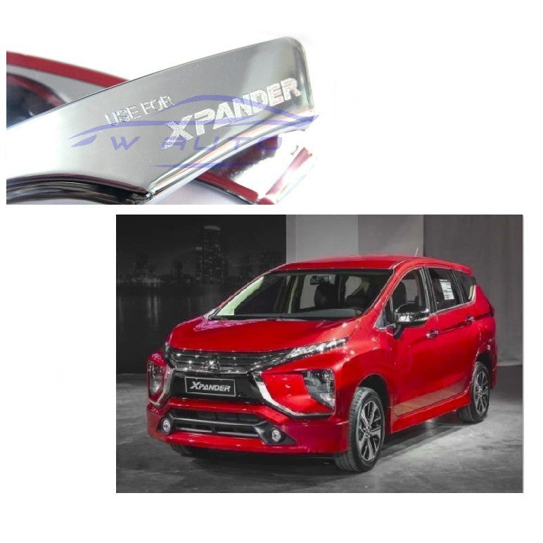 เบ้ารองมือเปิด เบ้ากันรอย MITSUBISHI XPANDER SUV 2018- 2022 มิตซูบิชิ เอ็กแพนเดอร์ ชุบโครเมี่ยม โลโก้แดง เบ้ามือจับประตู - Image 2