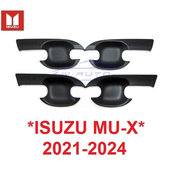 สีดำด้าน เบ้ารองมือเปิด Isuzu mu x MU-X 2020 2021 2022 อีซูซุ มิวเอ็กซ์ ถาดรองมือเปิด ประตู เบ้ามือเปิดประตู เบ้ากันรอย