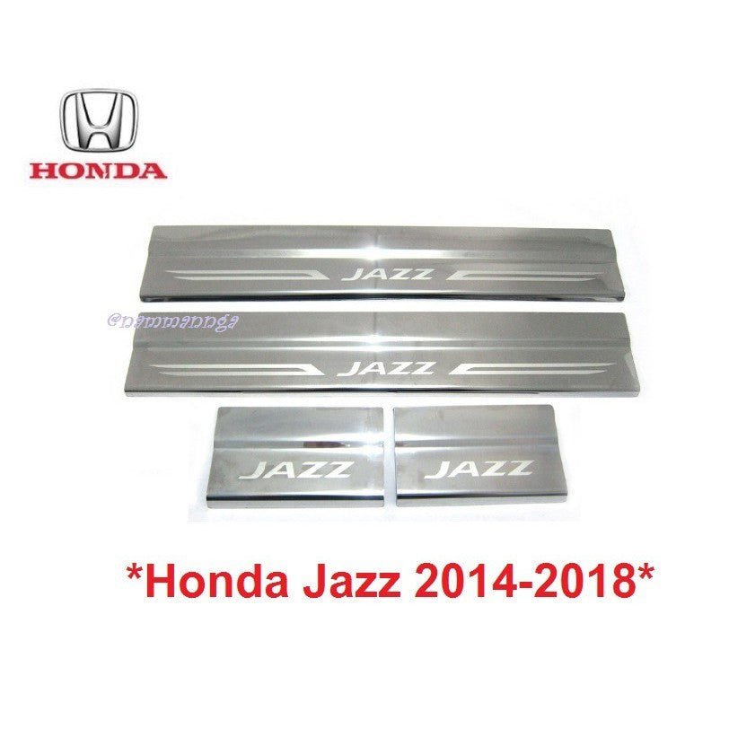 สคัพเพลท ชายบันไดประตู Honda Jazz  2014-2018 ฮอนด้า แจ๊ส รุ่น 5 ประตู คิ้วกันรอยขอบประตู กาบบันได ชายบันได คิ้วกันรอย