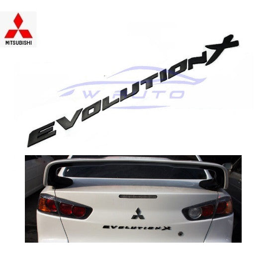 ตัวนูน โลโก้ 3D ตัวอักษร EVOLUTION X สีดำ ขนาด 37 x 2 cm MITSUBISHI LANCER Sticker สติ๊กเกอร์ ติด ท้ายรถ โลโก้ติดรถ
