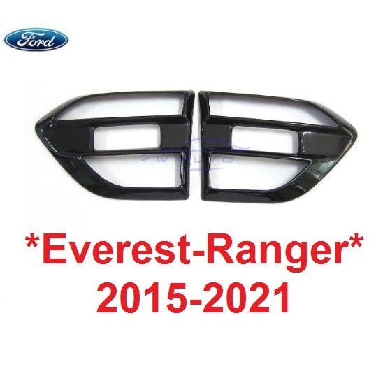 รุ่นเว้าโลโก้ ครอบแก้ม ดำเงา FORD RANGER 2015 - 2021 แก้มข้างรถ ฟอร์ด เรนเจอร์ เอเวอร์เรส ครอบแก้มข้างประตู ครอบไฟเลี้ยว