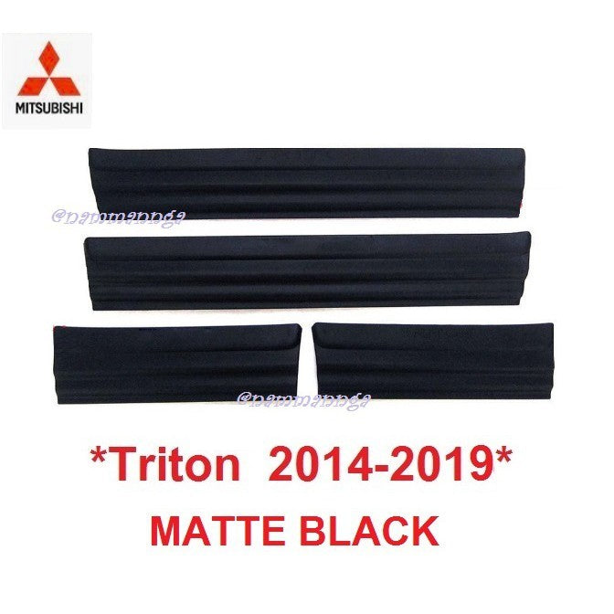 รุ่น4ประตู ชายบันไดประตู Mitsubishi Triton 2014 2015 - 2019 มิตซูบิชิ ไทรทัน สีดำด้าน คิ้วกันรอยขอบประตู ชายบันได
