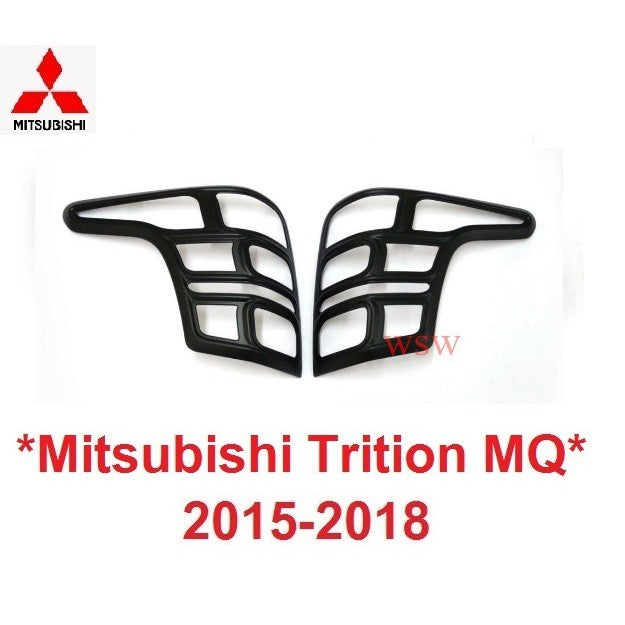 สีดำด้าน ครอบไฟท้าย Mitsubishi Triton MQ 2015 - 2018 มิตซูบิชิ ไทรทัน ครอบไฟท้าย ฝาครอบท้าย ไฟท้าย ของแต่ง triton 2017