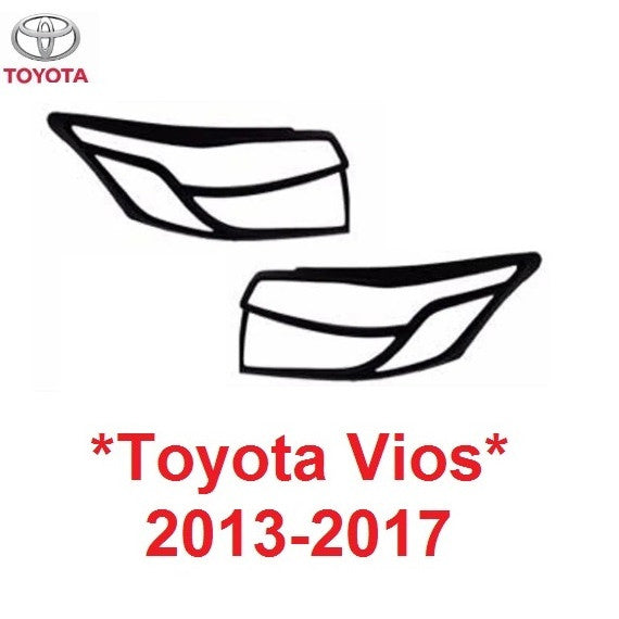 สีดำด้าน รุ่น E J ครอบไฟหน้า Toyota Vios 2013 - 2016 โตโยต้า วีออส ครอบไฟ ไฟหน้ารถ ชุดแต่ง ไฟ 2014 2015 ครอบไฟท้าย - Image 5