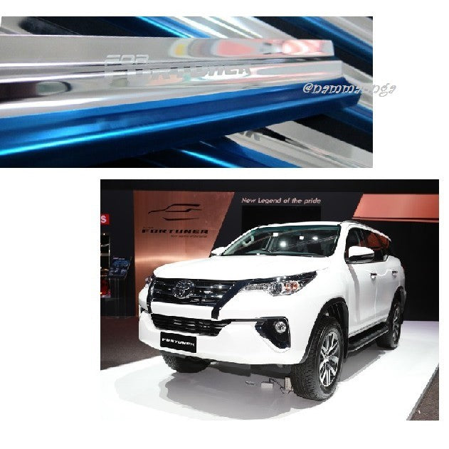 ชายบันไดประตู TOYOTA FORTUNER 2015 - 2021 2022 โตโยต้า ฟอร์จูเนอร์ ลายเคฟล่า คิ้วกันรอยขอบประตู ชายบันได สคัพเพลท - Image 2