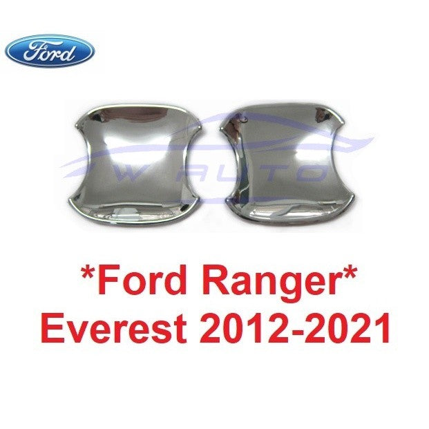 สีชุบ 2ชิ้น ถาดรองมือเปิด Ford Ranger 2012 - 2021 ถ้วยมือเปิด ฟอร์ด เรนเจอร์ มาสด้า บีที Mazda BT50 เบ้ากันรอย ถ้วยรอง