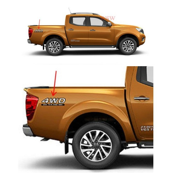 สีเทา 4WD 2ชิ้น สติ๊กเกอร์ NP300 Nissan Navara D23 2015 2018 ติดตกแต่งรถ นิสสัน นาวาร่า เอ็นพี300 sticker ติดข้างรถ 4x4 - Image 2