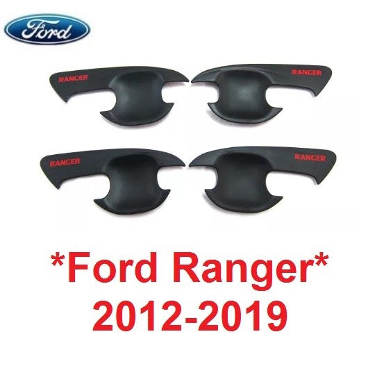 4อัน เบ้ารองมือเปิดประตู FORD RANGER 2012 - 2021 ดำด้าน เบ้ามือจับประตู ถ้วยมือเปิด ฟอร์ด เรนเจอร์ สีดำด้าน โลโก้แดง