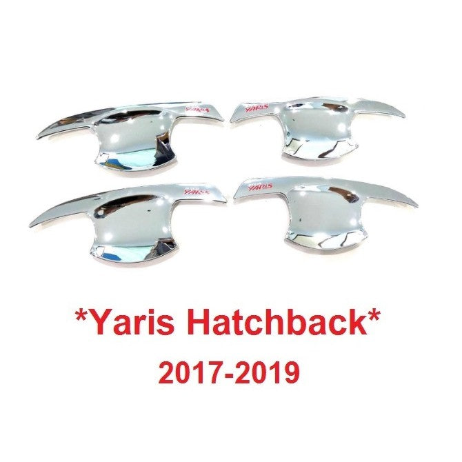ชุบโครเมี่ยม เบ้ารองมือเปิด Toyota Yaris Hatchback 2017-2020 เบ้ากันรอย โตโยต้า ยาริส เบ้ามือจับประตู ถาดรองมือเปิด