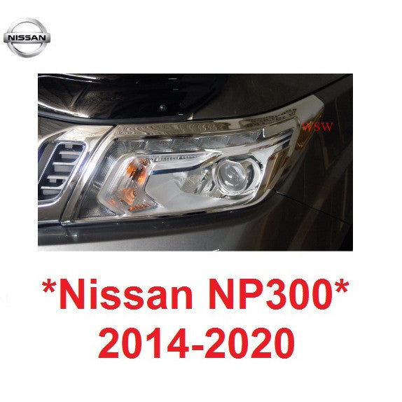 สีชุบ ครอบไฟหน้า NISSAN NAVARA NP300 2014 - 2019 นิสสัน นาวาร่า ครอบไฟ แต่งไฟหน้า ไฟรถยนต์ เอ็นพี300 ฝาครอบไฟ