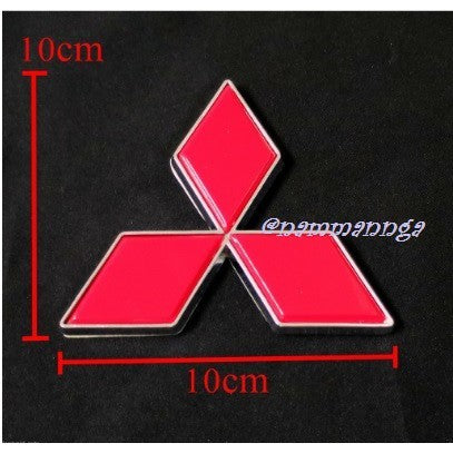 โลโก้สามเหลี่ยม 10cm สัญลักษณ์ มิตซูบิชิ MITSUBISHI สีแดง MITSUBISHI triton strada สติ๊กเกอร์ LOGO แผ่นป้าย ป้าย ชื่อ