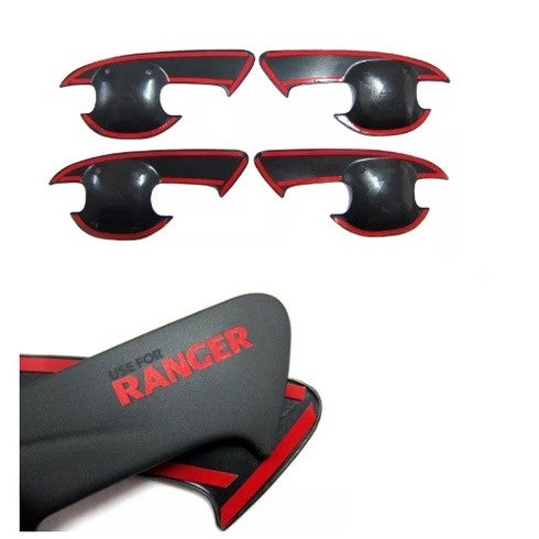 4อัน เบ้ารองมือเปิดประตู FORD RANGER 2012 - 2021 ดำด้าน เบ้ามือจับประตู ถ้วยมือเปิด ฟอร์ด เรนเจอร์ สีดำด้าน โลโก้แดง - Image 2