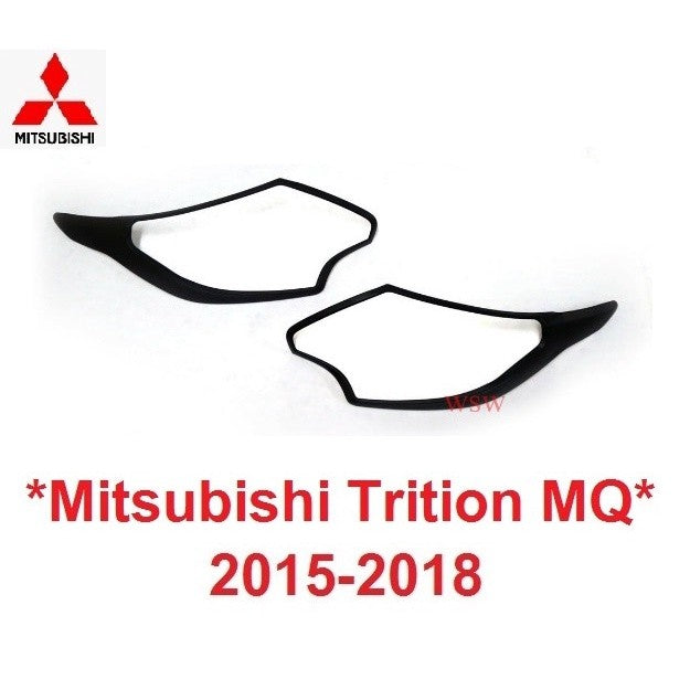 สีดำด้าน ครอบไฟหน้า Mitsubishi Triton MQ 2015-2018 มิตซูบิชิ ไทรทัน ครอบไฟ ไฟหน้า ฝาครอบหน้า แต่งไฟ มิตซู ไตตั้น ชุดแต่ง