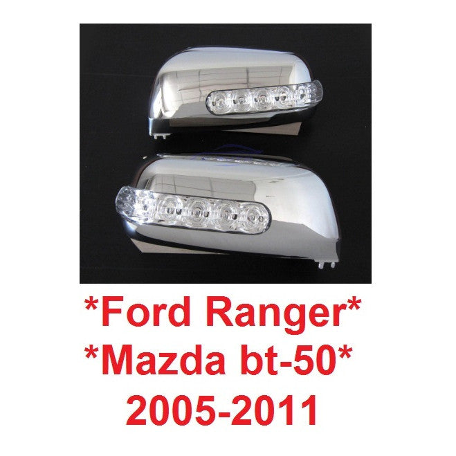 ครอบกระจก LED Ford Ranger 2005 - 2011 ชุบโครเมี่ยม ฟอร์ด เรนเจอร์ Mazda BT50 ฝา ครอบกระจกมองข้าง มาสด้า กระจกมองข้าง