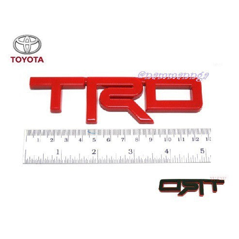 12ซม TRD LOGO แผ่นป้ายติดรถ TOYOTA VIGO REVO TIGER MIGHTY-X สีแดง รถโตโยต้า วีโก้ รีโว่ แผ่นป้าย logo โลโก้ trdแดง