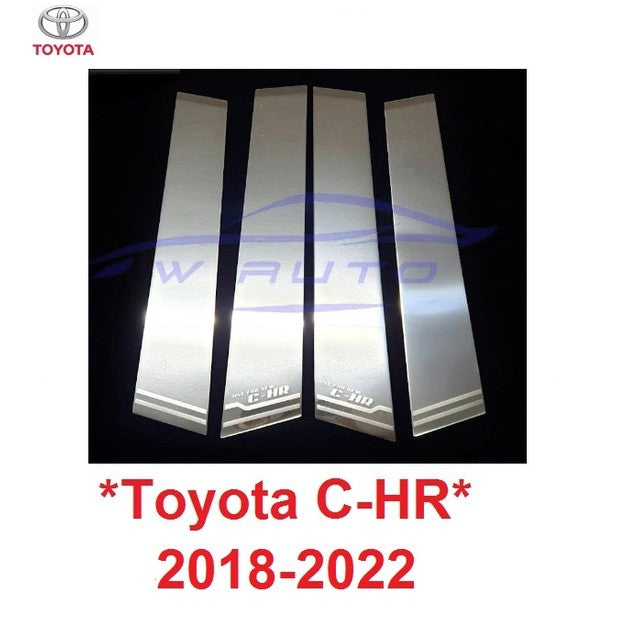 4ชิ้น เสาประตู สแตนเลส Toyota C-HR CHR 2018-2022 แผ่นแปะเสาข้างประตู โตโยต้า ซีเอชอาร์ เสากลาง เสาข้าง ประตู เสากลางรถ