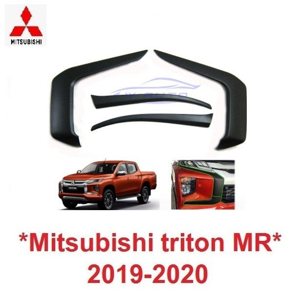 1ชุด คิ้วกันชนหน้า รุ่นตัวสูง MITSUBISHI TRITON MR 2019 - 2020 สีดำด้าน มิตซูบิชิ ไทรทัน ยกสูง ครอบไฟ กันชน ของแต่งไฟ