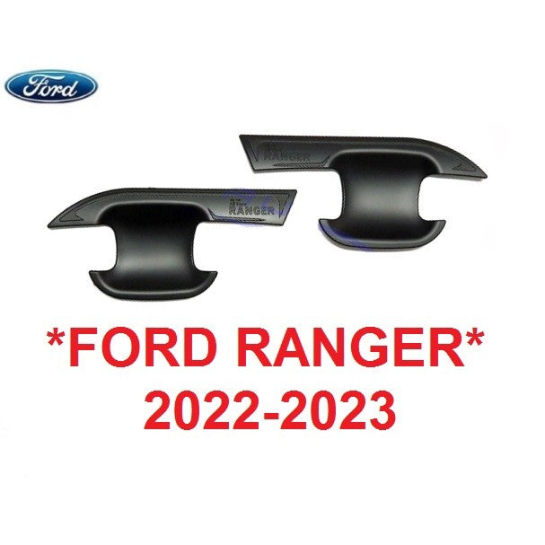 2ปต เบ้ารองมือเปิด Ford Ranger 2022 2023 ฟอร์ด เรนเจอร์ ถาดรองมือเปิดประตู เบ้ามือจับประตู เบ้ากันรอย ถ้วยมือเปิด สีดำ