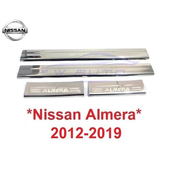 ชายบันได Nissan Almera 2011 - 2019 กันรอยประตู สแตนเลส นิสสัน อัลเมร่า สคัพเพลท คิ้วกันรอยขอบประตู ชายบันไดประตู