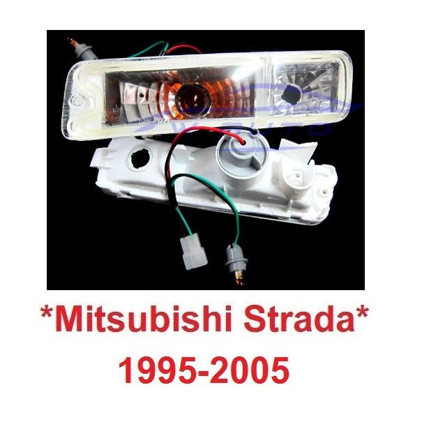 1คู่ ฝาขาว ไฟหรี่กันชน Mitsubishi Strada Triton L200 1995-2004 ไฟตัดหมอก มิตซูบิชิ สตราด้า สตาด้า ไฟกันชน ไฟหรี่ รถยนต์