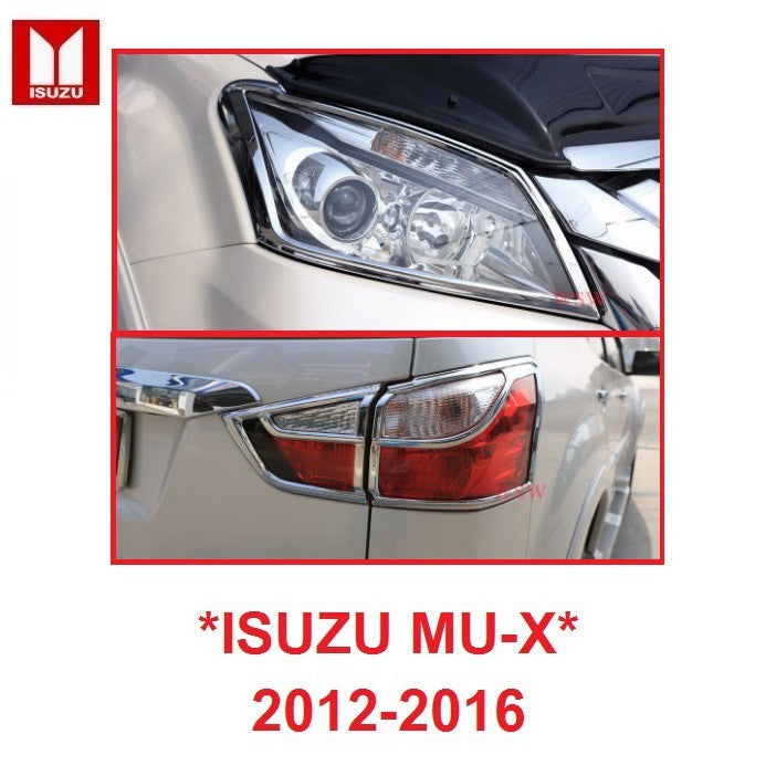 ครอบไฟหน้า ครอบไฟท้าย Isuzu MU-X mu x 2012 - 2014 2015 2016 สีชุบโครเมี่ยม อีซูซุ มิวเอ็กซ์ ครอบไฟ รถยนต์ ฝาครอบ