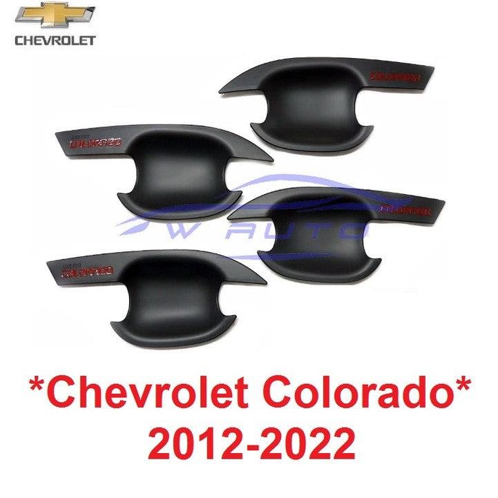 ถาดรองมือเปิดประตู Chevrolet Colorado 2012 - 2019 เชฟโรเลต โคโลราโด เบ้ามือจับประตู เบ้ารองมือเปิด เบ้ากันรอย ดำด้าน แดง