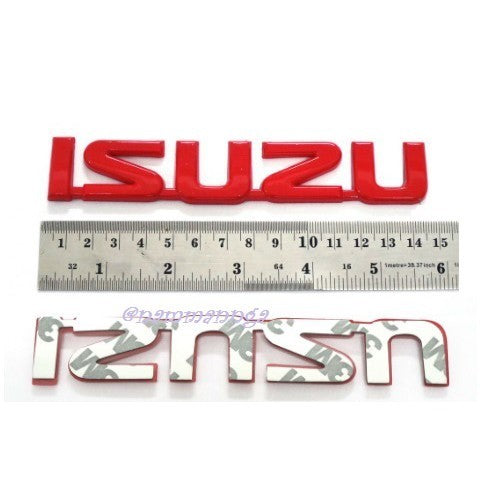 ป้าย ISUZU logo 2.5x14.5 ซม โลโก้ ป้ายติดรถ อีซูซุ สีแดง D-MAX DMAX 2012-2019 ติดได้ทุกรุ่น โลโก้ STICKER แผ่นป้าย - Image 2