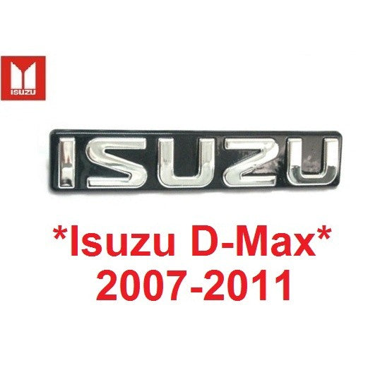 โลโก้กระจัง หน้ารถ 3x17ซม ISUZU D-MAX DMAX 2007 - 2011 อักษรเงิน พื้นดำ อีซูซุ ดีแม็กซ์ ป้ายติดหน้ารถ logo กระจังหน้า