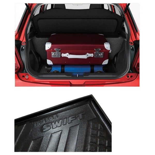 ถาดรองท้ายรถ Suzuki Swift 2018 - 2020 พลาสติกสีดำ ถาดรองกันเปื้อน ซูซุกิ สวิฟท์ ถาดรองหลังรถ ถาดพลาสติก ถาดวางของ - Image 3