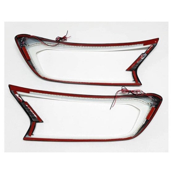 LED ครอบไฟหน้า FORD RANGER Everest 2015 - 2019 ครอบไฟหน้ารถ ฟอร์ด เรนเจอร์ เอเวอเรสต์ ครอบไฟหน้ารถยนต์ สีดำด้าน - Image 3