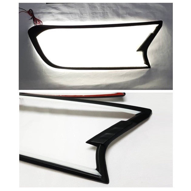 LED ครอบไฟหน้า FORD RANGER Everest 2015 - 2019 ครอบไฟหน้ารถ ฟอร์ด เรนเจอร์ เอเวอเรสต์ ครอบไฟหน้ารถยนต์ สีดำด้าน - Image 2