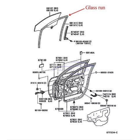 ศูนย์แท้ 1ชิ้น ยางสักหลาด ร่องกระจก Honda Jazz GE 2008 - 2013 ยาง ฮอนด้า แจ๊ส จีอี ยางกันเสียง ยางขอบกระจก - Image 3