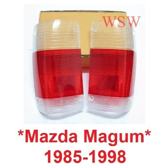 เลนส์ขาวแดง เลนส์ไฟท้าย Ford Courier Mazda Magnum Bravo 1985-1998 มาสด้า แม็กนั่ม บราโว่ ฝาไฟท้าย B2200 B2600 บีซีรี่ย์
