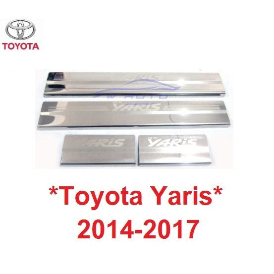 รุ่น 5ปต ชายบันไดประตู สแตนเลส Toyota Yaris Hatchback 2014 2015 - 2017 โตโยต้า ยาริส สคัพเพลท ชายบันได คิ้ว กันรอยประตู