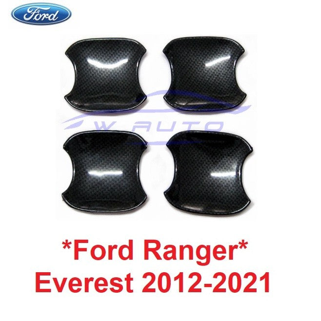 ถาดรองมือเปิด Ford Ranger Everest 2012 - 2021 ถ้วยมือเปิด ฟอร์ด เรนเจอร์ เอเวอร์เรส เบ้ากันรอย ลายเคฟล่า ถ้วยรองมือเปิด