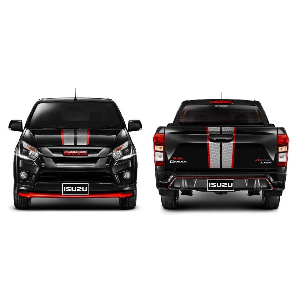 ลายX สติ๊กเกอร์ติดฝากระโปรงหน้ารถ และท้ายรถ ALL NEW ISUZU D-MAX X-Series 2012 - 2015 สีเทาขอบแดง อีซูซุ ดีแม็กซ์ - Image 3