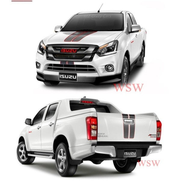 สติ๊กเกอร์ติดฝากระโปรง รถ และท้ายรถ ALL NEW ISUZU D-MAX X-Series 2012 - 2015 สีเทาขอบแดง อีซูซุ ดีแม็กซ์ ลายเรียบ หน้ารถ - Image 2