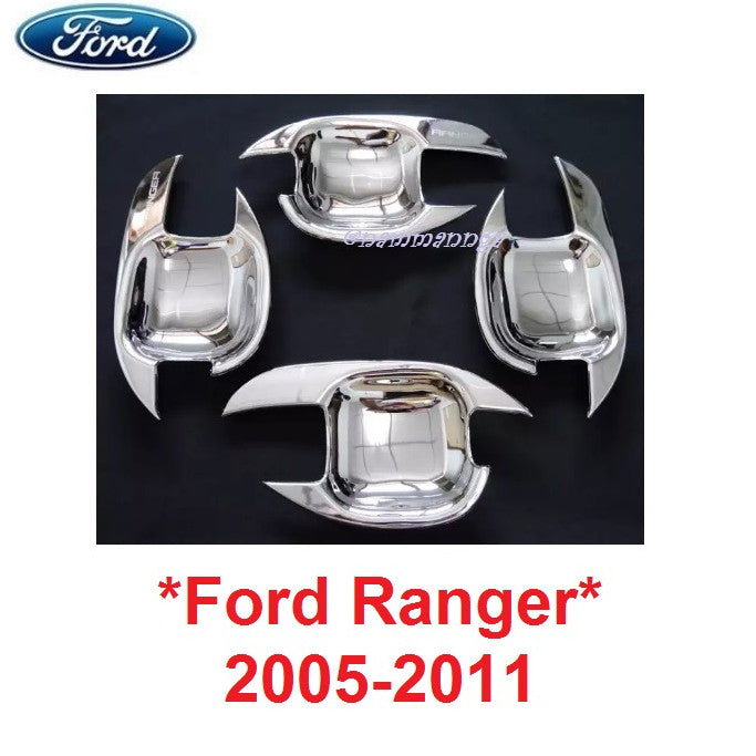 เบ้ารองมือเปิด เบ้ากันรอย Ford Ranger 2005 - 2011 ชุบโครเมี่ยม ฟอร์ด เรนเจอร์ ถาดรองมือเปิดประตู เบ้ามือจับประตู 2008 09 - Image 6