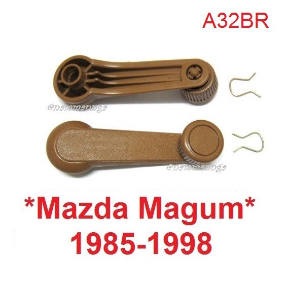 1คู่ A32BR มือหมุนกระจก MAZDA MAGNUM B2000 B2500 BRAVO 1985 - 1990 สีน้ำตาล มาสด้า แม็กนั่ม มือปรับกระจก ที่หมุนกระจกรถ