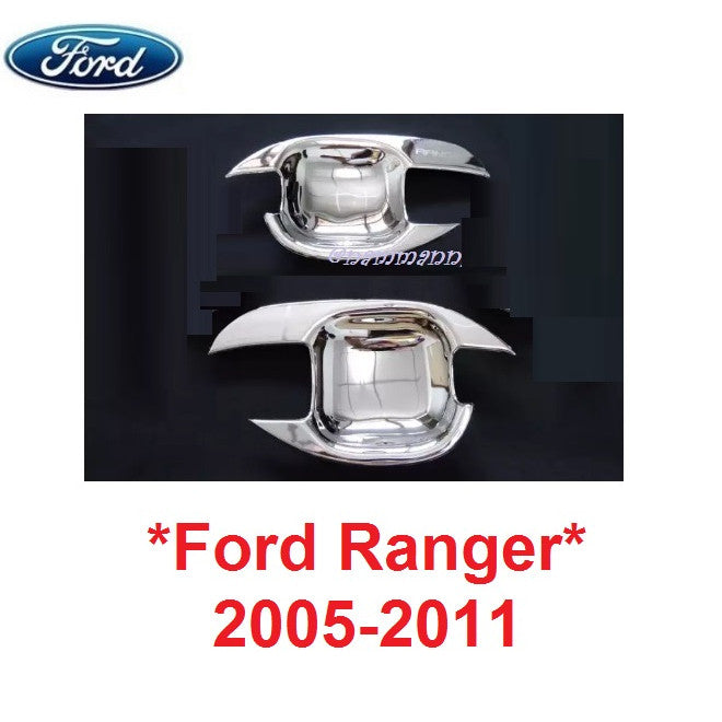 เบ้ารองมือเปิด เบ้ากันรอย Ford Ranger 2005 - 2011 ชุบโครเมี่ยม ฟอร์ด เรนเจอร์ ถาดรองมือเปิดประตู เบ้ามือจับประตู 2008 09 - Image 5