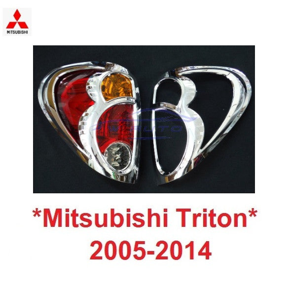 สีชุบโครเมี่ยม ครอบไฟท้าย MITSUBISHI TRITON 2005 - 2014 มิตซูบิชิ ไทรทัน ครอบไฟ ไฟท้าย ฝาครอบท้าย ไฟท้าย ไฟแต่ง