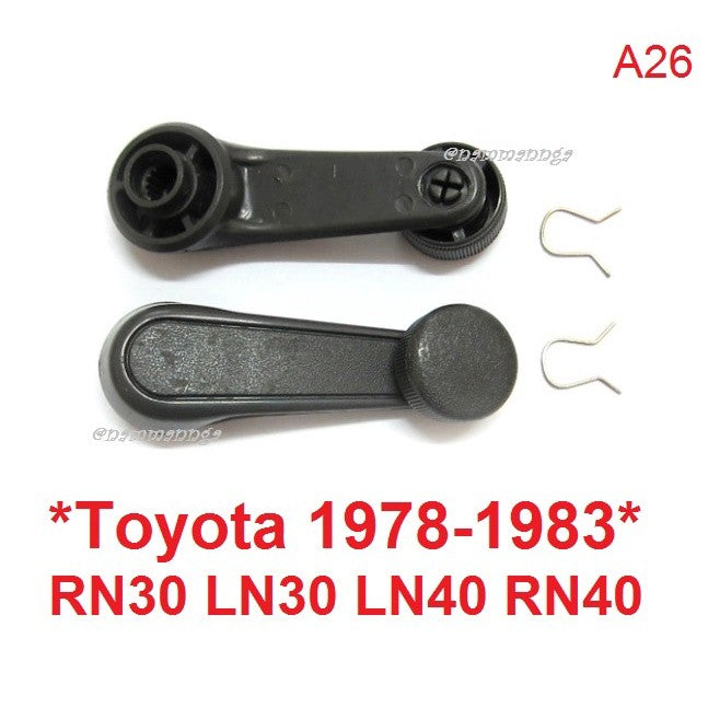 1คู่ มือหมุนกระจก TOYOTA 1978-1983 RN30 LN30 LN40 RN40 สีเทา โตโยต้า ม้ากระโดด รุ่นเก่า แกนหมุนกระจก A26 ที่ปรับกระจกรถ