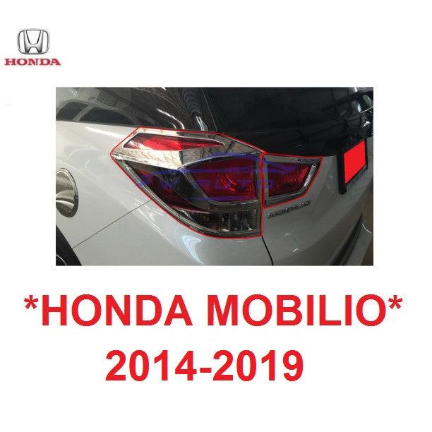 ครอบไฟท้าย Honda Mobilio ฮอนด้า โมบิลิโอ้ 2014 - 2019 ชุบโครเมี่ยม ฝาครอบไฟหน้า ฝาครอบไฟ  ครอบไฟ แต่งไฟ