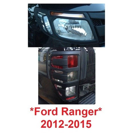 สีดำด้าน ครอบไฟหน้า ครอบไฟท้าย ฟอร์ด เรนเจอร์  2012 - 2015 FORD RANGER PX T6 ครอบไฟหน้ารถ ครอบไฟท้ายรถ ของแต่ง
