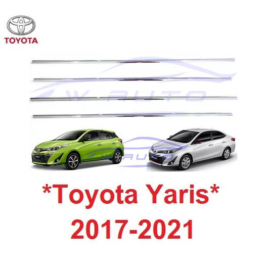 คิ้วขอบกระจก สีชุบโครเมี่ยม TOYOTA YARIS 2017 - 2021โตโยต้า ยาริส คิ้วขอบหน้าต่าง ขอบหน้าต่าง คิ้วประตู 2018 2019 2020